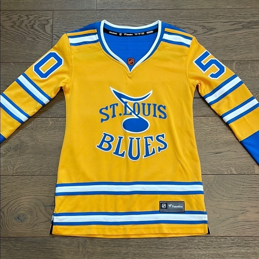 Authentic Fanatics St. Louis Blues Yellow Binnington 50 Jersey NHL Women’s XS